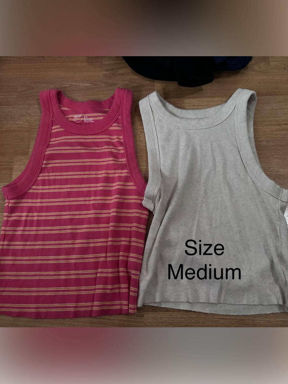 aerie Ribbed Tank Tops - Pink Stripe & Light Gray